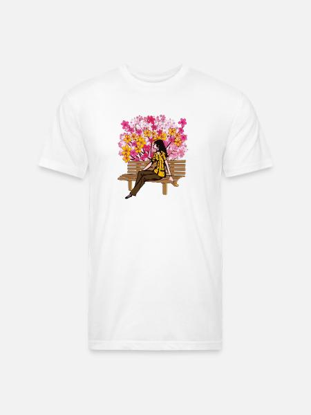 Floral Bloom Bench Serenity - Unisex Poly/Cotton T-Shirt - white