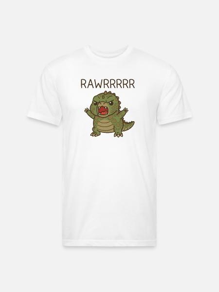 T Rex Funny Dinosaur Cartoon - Unisex Poly/Cotton T-Shirt - white