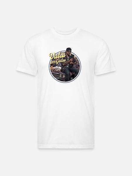 Vatos with Gatos - Unisex Poly/Cotton T-Shirt - white