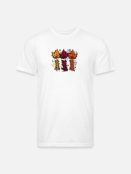 Autumn Graffiti Leaves - Unisex Poly/Cotton T-Shirt - white