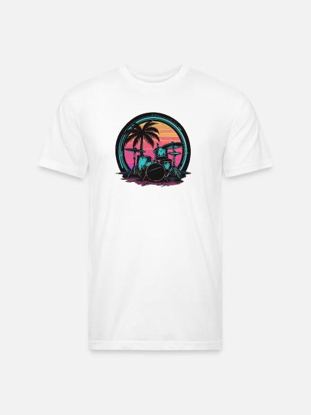 Trap Set Graphic - Unisex Poly/Cotton T-Shirt - white