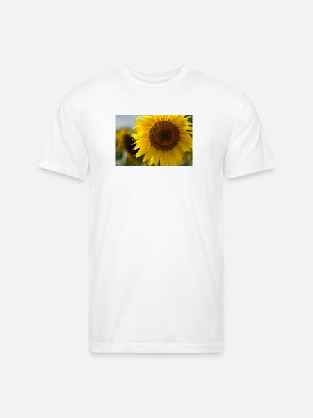 Sunlit Spiral Sunflower - Unisex Poly/Cotton T-Shirt - white
