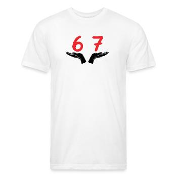 Number 67 Meme Funny Six Seven Gen Alpha Slang - Unisex Poly/Cotton T-Shirt - white - Front - Jose (178cm)