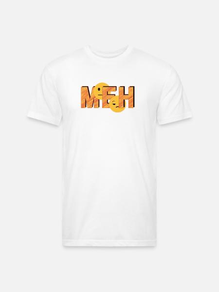 Meh on Striped Word - Unisex Poly/Cotton T-Shirt - white