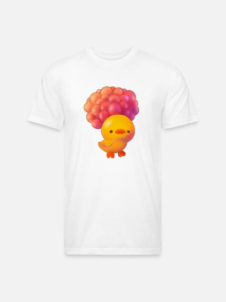 Ducky Flying With Balloons - Unisex Poly/Cotton T-Shirt - white