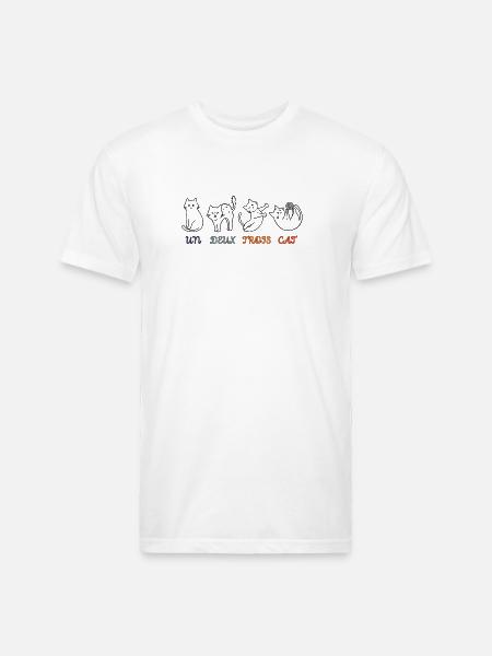 Un Deux Trois Cat - Unisex Poly/Cotton T-Shirt - white