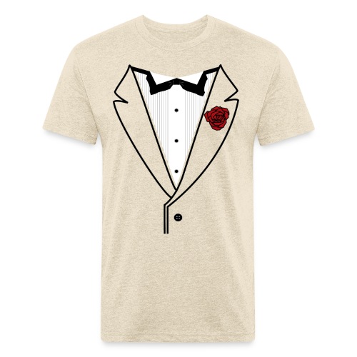 Tuxedo w/Black Lined Lapel - Men’s Fitted Poly/Cotton T-Shirt
