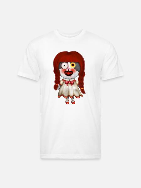 Spooky Retro Doll Design - Unisex Poly/Cotton T-Shirt - white