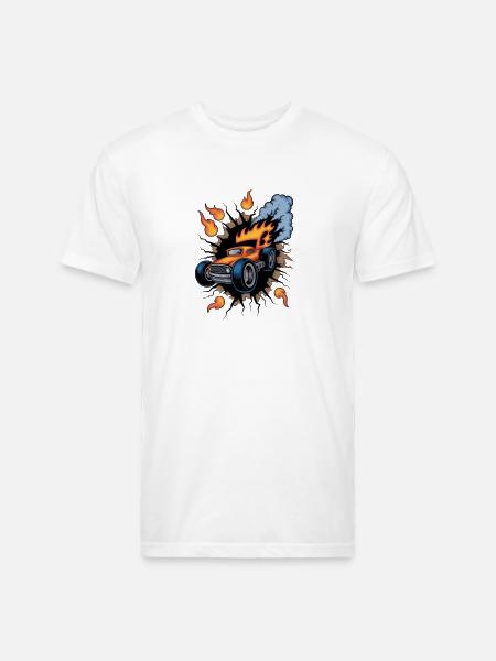 Blazing Hot Rod Rampage - Unisex Poly/Cotton T-Shirt - white