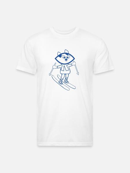 Blue cat skiing - Unisex Poly/Cotton T-Shirt - white
