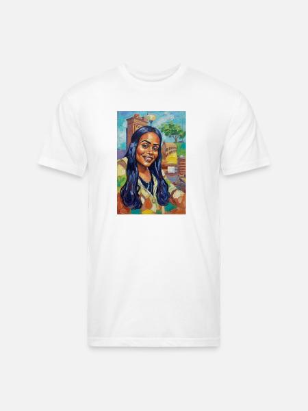 Bluehair City Portrait - Unisex Poly/Cotton T-Shirt - white