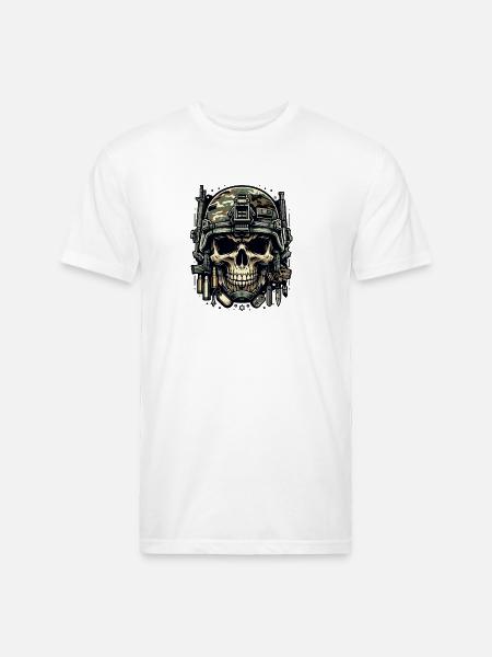 Soldier's Legacy: Camo Skull - Unisex Poly/Cotton T-Shirt - white