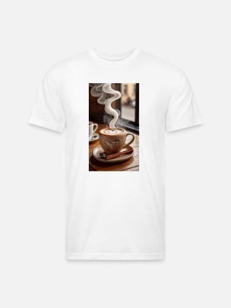 Heart Latte Steam Art - Unisex Poly/Cotton T-Shirt - white