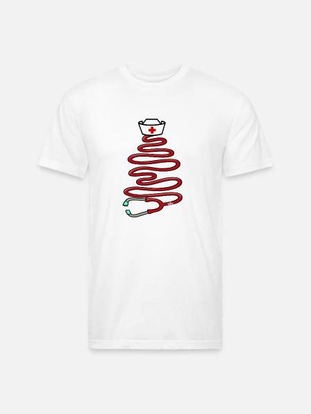 Christmas Stethoscope Nursing Tree - Unisex Poly/Cotton T-Shirt - white