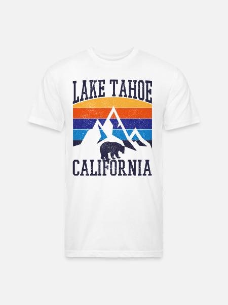 Lake Tahoe California Vintage Souvenir - Unisex Poly/Cotton T-Shirt - white