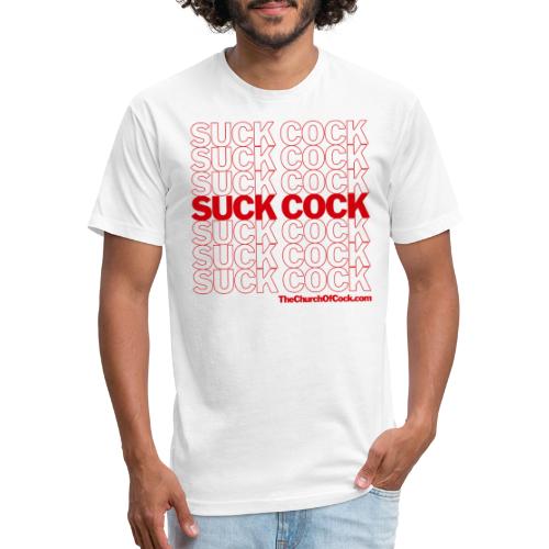 Suck Cock (Thank You Bag Parody) - Men’s Fitted Poly/Cotton T-Shirt