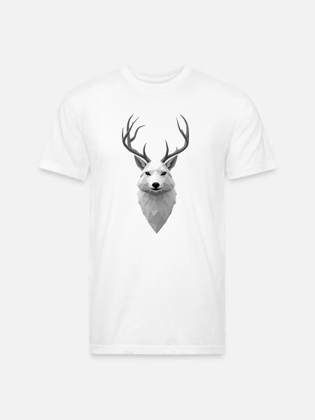 Geometric Winter Elk Illustration - Unisex Poly/Cotton T-Shirt - white