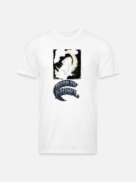 Moonlit Wolf Howl - Unisex Poly/Cotton T-Shirt - white