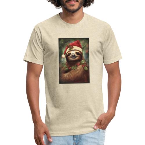 Christmas Sloth - Men’s Fitted Poly/Cotton T-Shirt