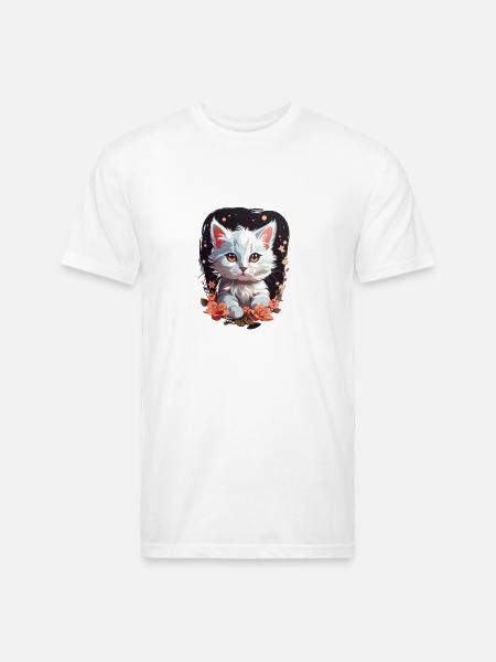 Cute Cat - Unisex Poly/Cotton T-Shirt - white