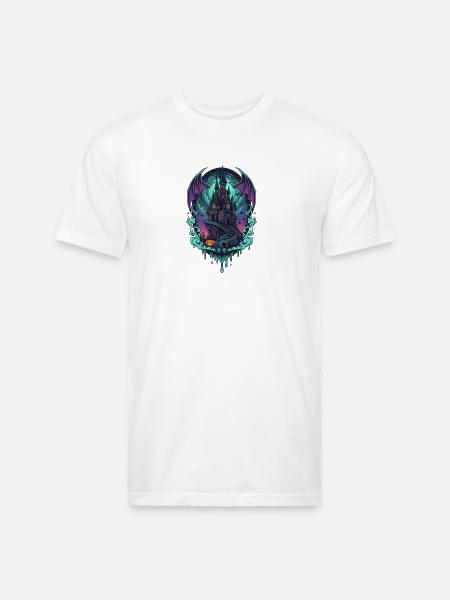 Moonlit Castle of Bats - Unisex Poly/Cotton T-Shirt - white