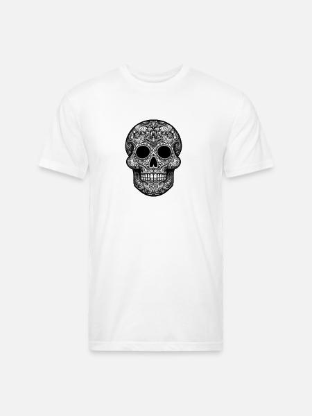 Sugar Skull Art Tee - Unisex Poly/Cotton T-Shirt - white