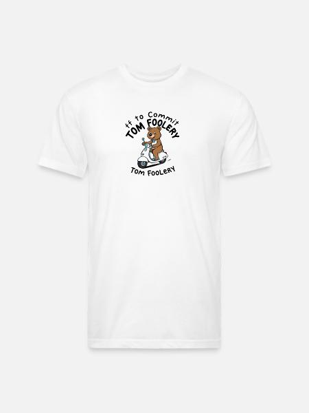 Cute Bear Riding Scooter Illustration - Unisex Poly/Cotton T-Shirt - white