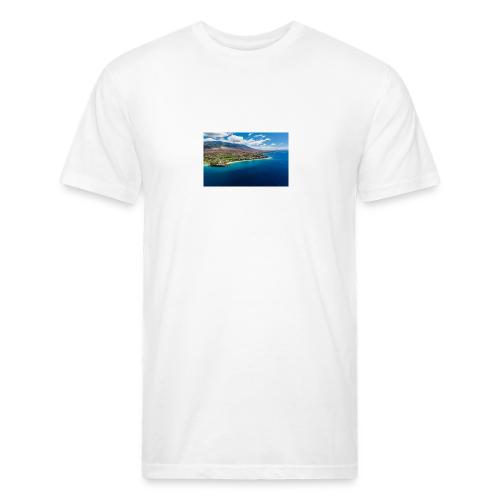 Kaanapali Beach Aerial Maui 0 - Men’s Fitted Poly/Cotton T-Shirt