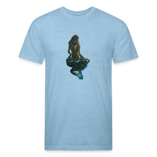 Midnight Mermaid on a rock - Unisex Poly/Cotton T-Shirt