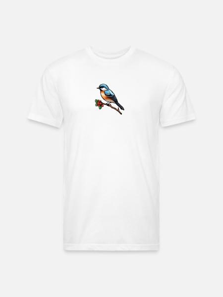 طائر السعادة الصغير - تصميم فني. - Unisex Poly/Cotton T-Shirt - white