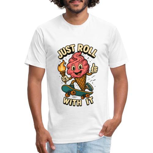 Funny Ice Cream Skateboard Design – Just Roll With - Men’s Fitted Poly/Cotton T-Shirt