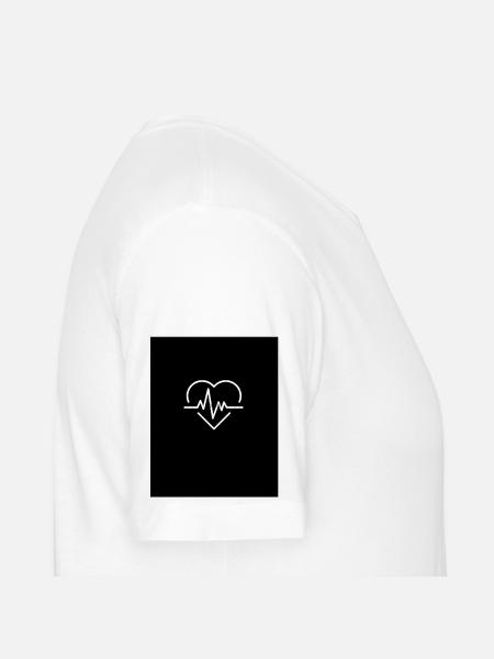 Heartbeat Minimal Line Heart - Unisex Poly/Cotton T-Shirt - white