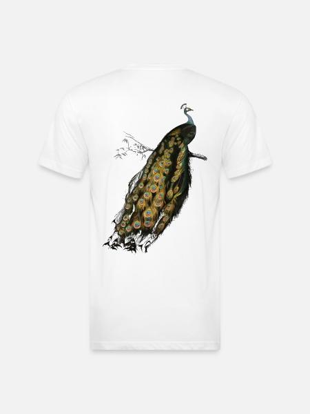 Beautiful Peacock - Unisex Poly/Cotton T-Shirt - white