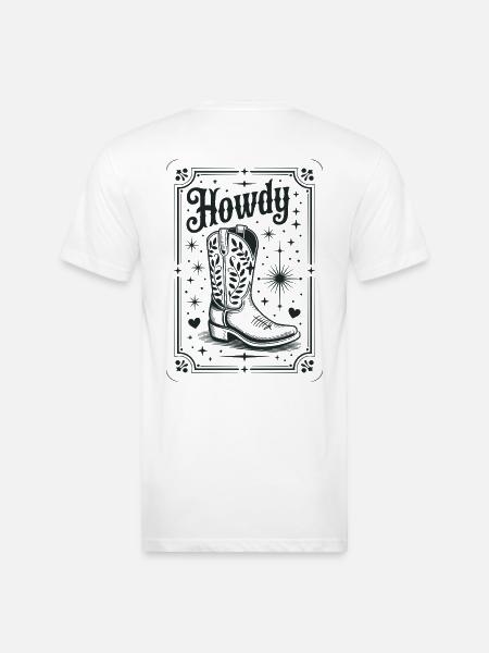 Howdy Boots Western Night - Unisex Poly/Cotton T-Shirt - white