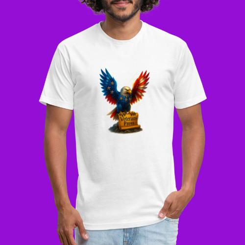 Veterans Press & Bald Eagle Flag 2 Print Set - Men’s Fitted Poly/Cotton T-Shirt