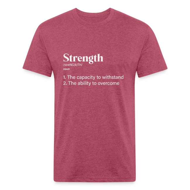 strength defined in white lettering