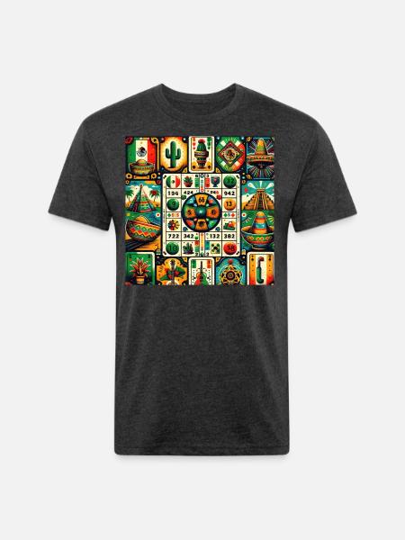 Mexican Loteria Charm - Unisex Poly/Cotton T-Shirt - heather black