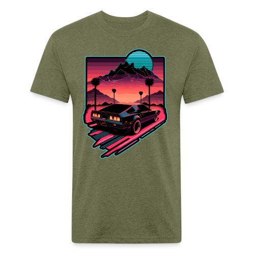 A Warm Cyber Night Ride retro design by gnarly - Men’s Fitted Poly/Cotton T-Shirt