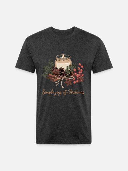 Rustic Christmas Design - Unisex Poly/Cotton T-Shirt - heather black