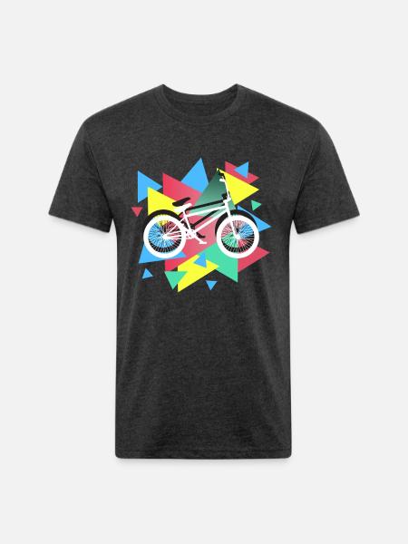 BMX Biking Geometric - Unisex Poly/Cotton T-Shirt - heather black