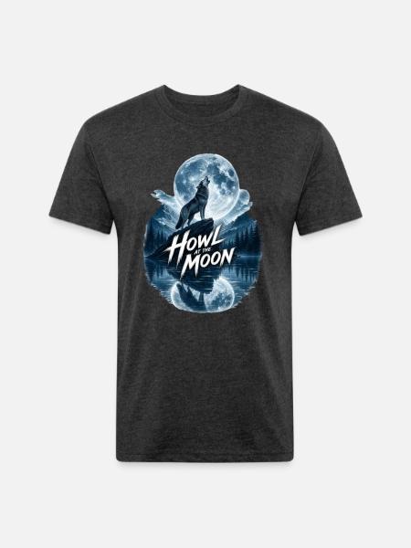Howl Moon Wolf - Unisex Poly/Cotton T-Shirt - heather black