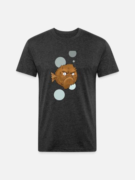 Grouchy Fish - Unisex Poly/Cotton T-Shirt - heather black