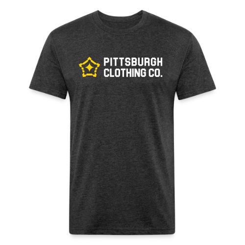 wordmark side - Men’s Fitted Poly/Cotton T-Shirt