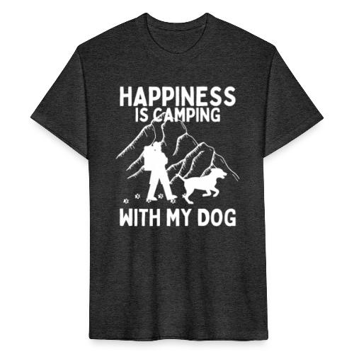 Happiness Is Camping With My Dog Funny Camping Dog - Fitted Cotton/Poly T-Shirt by Next Level