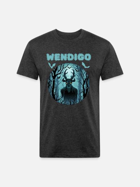 Wendigo Cryptid Halloween - Unisex Poly/Cotton T-Shirt - heather black