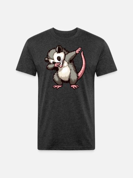Dabbing Opossum - Unisex Poly/Cotton T-Shirt - heather black