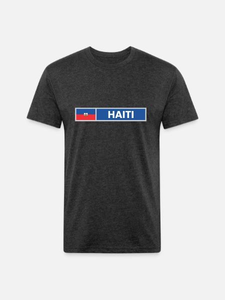 Haiti Flag - Unisex Poly/Cotton T-Shirt - heather black