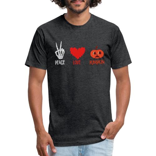 Peace Love Pumpkin Trick Or Treating Scary gifts - Fitted Cotton/Poly T-Shirt by Next Level
