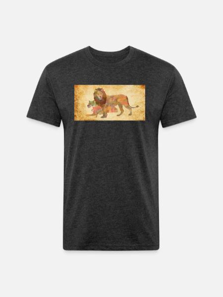 lion - Unisex Poly/Cotton T-Shirt - heather black