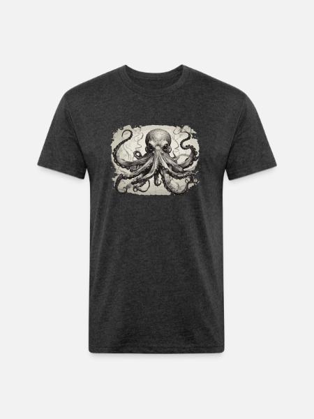 octopus1 - Unisex Poly/Cotton T-Shirt - heather black